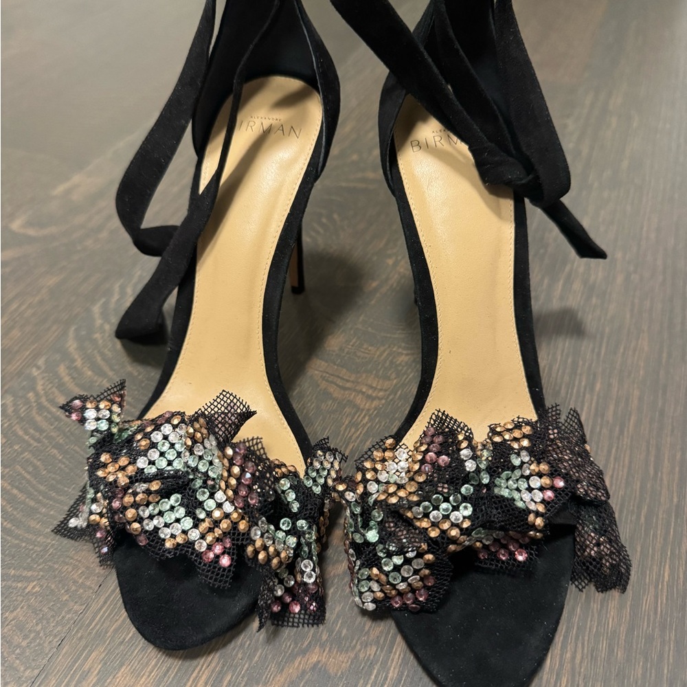 Alexandre Birman Black Suede Ankle-Tie Heels – Size 39.5 (NEW)